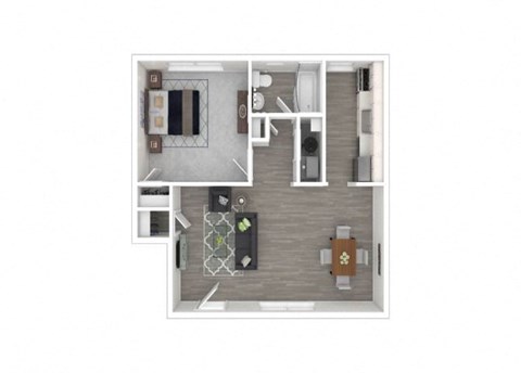Floor plan for 1 bed, 1 bath, 591 sqft